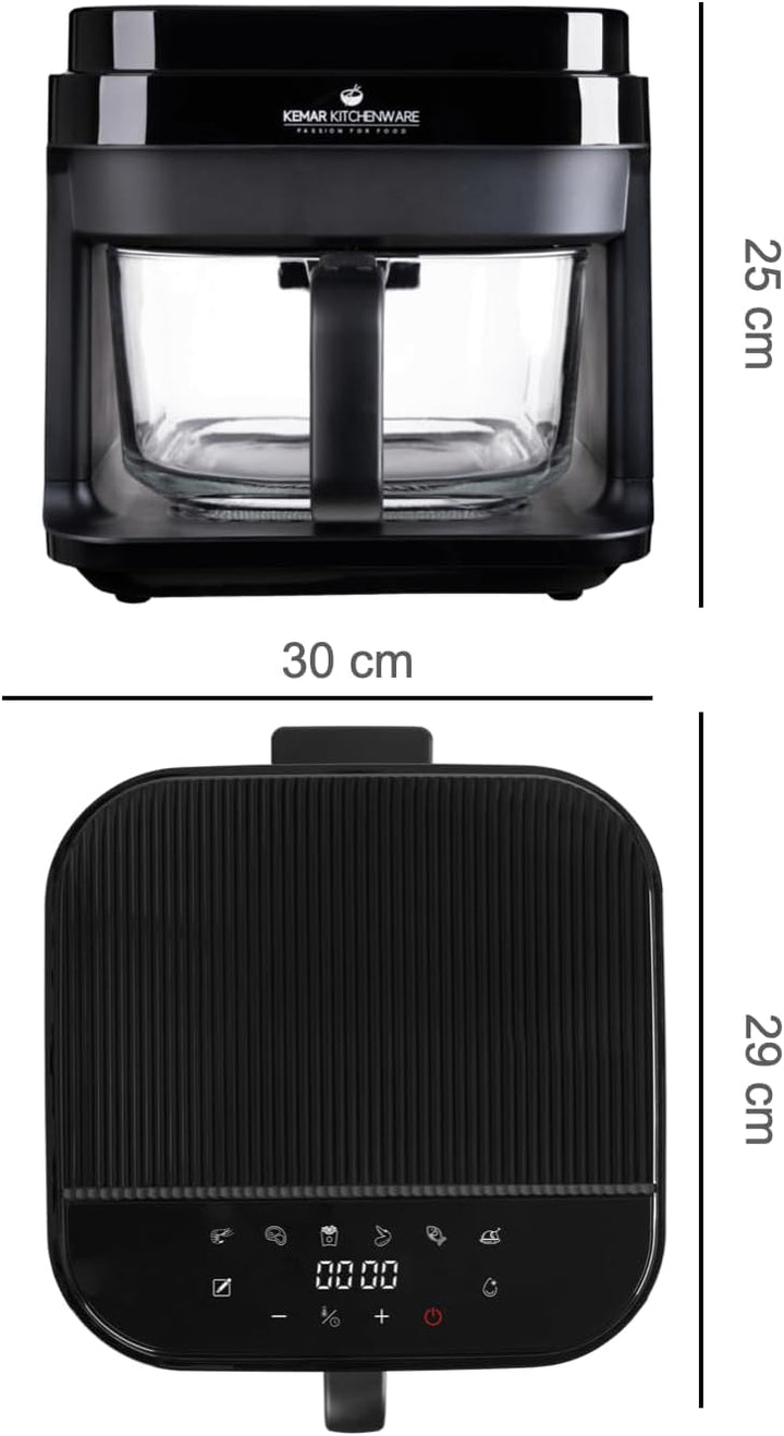 KHF-550 Heissluftfritteuse 5,5 Liter mit Touchdisplay und Frittierkorb aus Glas ohne Beschichtung, A