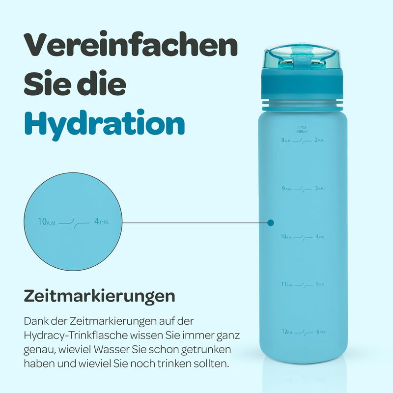 Hydracy Trinkflasche mit Fruchteinsatz - 500ml Wasserflasche - BPA-freie Trinkflasche mit Zeitmarkie