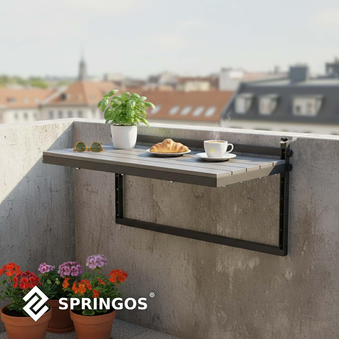 SPRINGOS Höhenverstellbarer Tisch 82,5x40 cm Klappbarer Schreibtisch mit Stahlgestell und Holzoptik