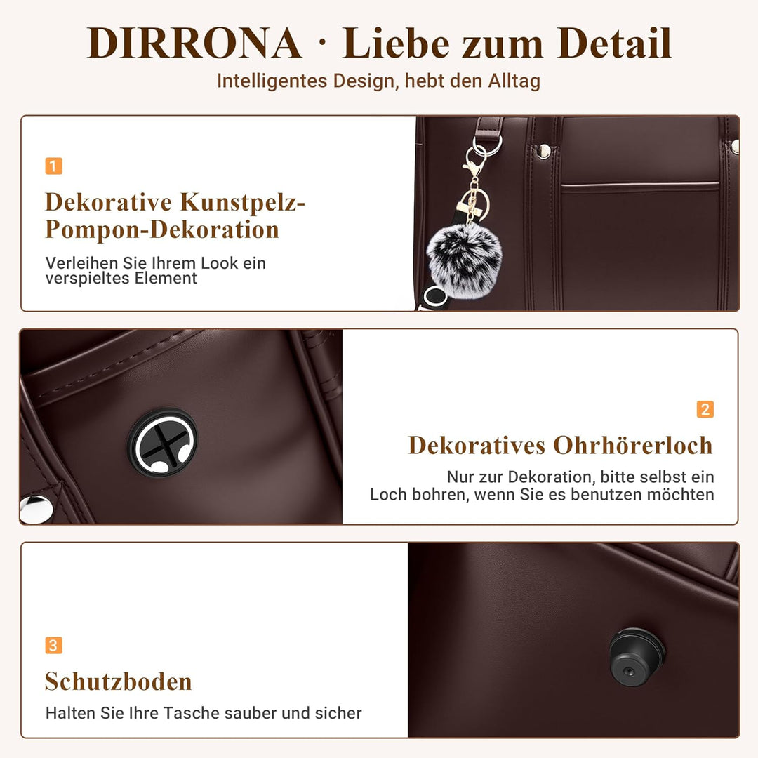 DIRRONA Damen Schultertasche Japanische Schule Handtasche Lässig Kawaii JK Tasche Grosse PU Leder Da