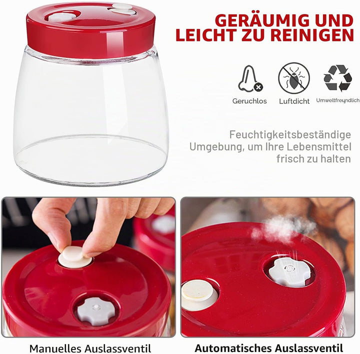 Gärglas,2 Stück1000ml Fermentierglas,Sauerteig Glas,Glas Fermentier,Gläser Fermentier,Sauerteig Star