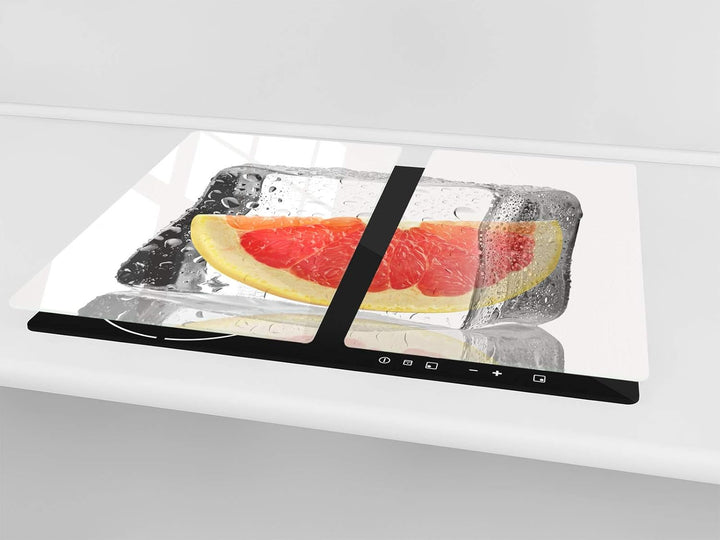 Küchenbrett aus Hartglas und Induktionskochplattenabdeckung – Schneideplatten SINGLE mit 60 x 52 cm