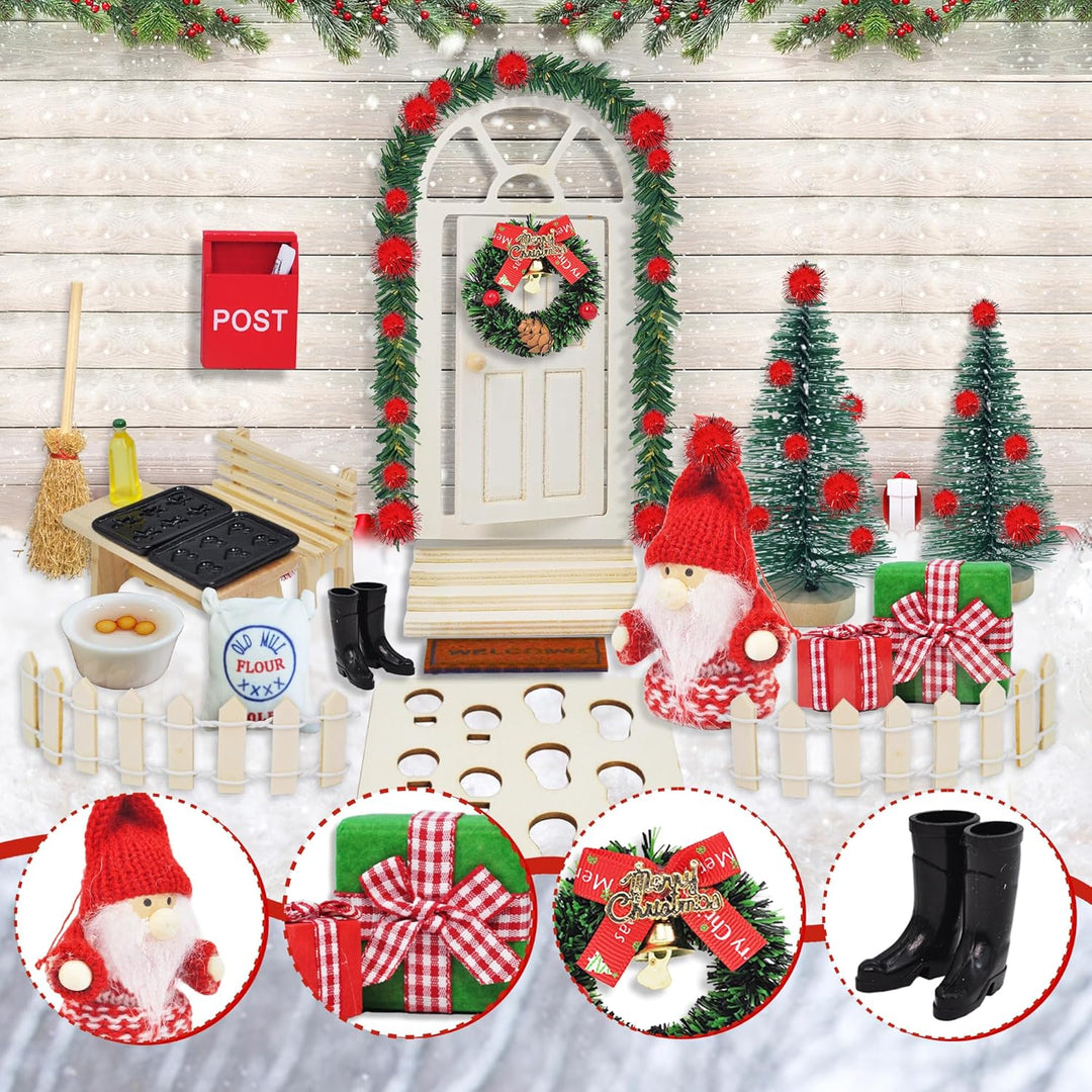 70 Stück Miniatur Wichtel Zubehör Weihnachten Set, Wichteltür Zubehör Komplettset Weihnachtswichtel