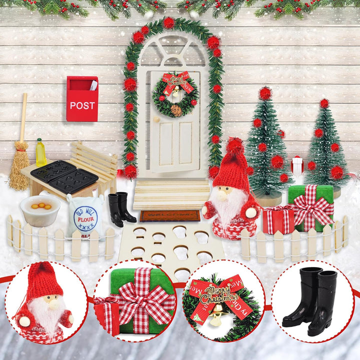 70 Stück Miniatur Wichtel Zubehör Weihnachten Set, Wichteltür Zubehör Komplettset Weihnachtswichtel