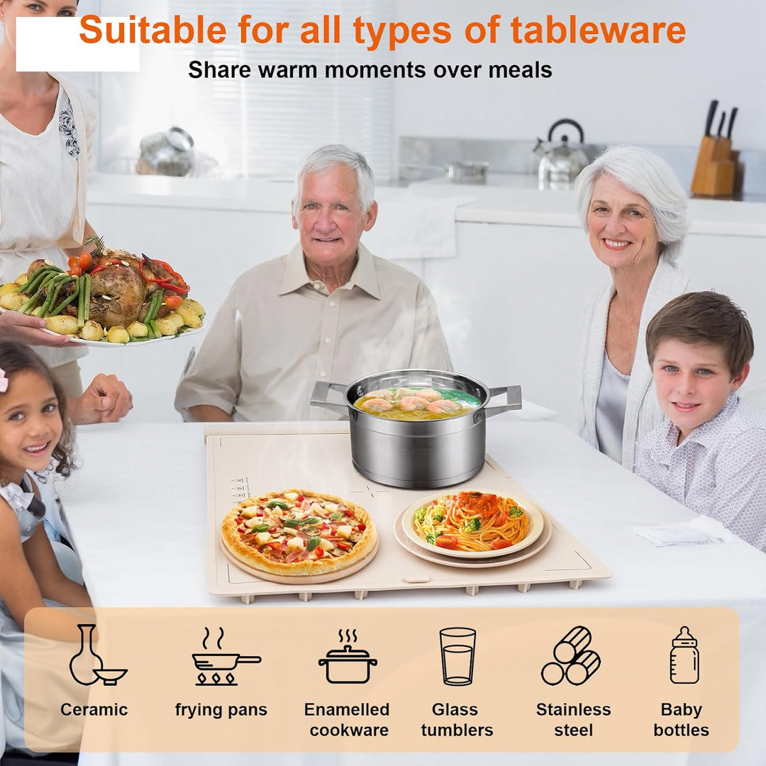 Elektrische Warmhalteplatte für Speisen, GuKKK Faltbare Speisenwärmer mit 9 Einstellbarer Temperatur