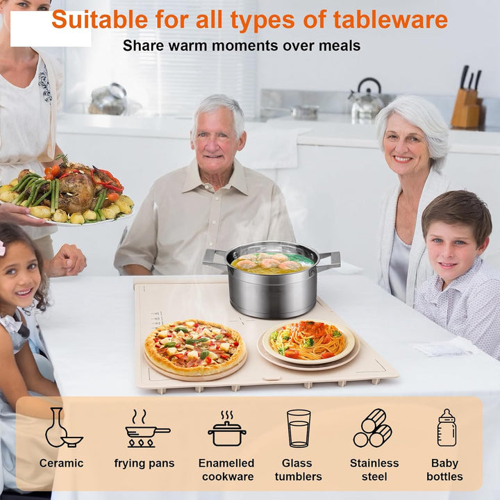 Elektrische Warmhalteplatte für Speisen, GuKKK Faltbare Speisenwärmer mit 9 Einstellbarer Temperatur