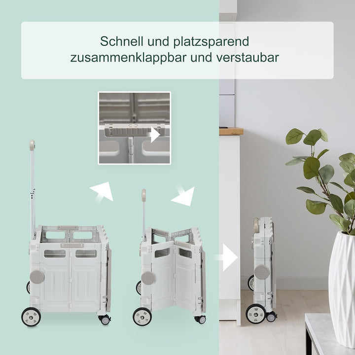 Relaxdays Einkaufstrolley, klappbar, Einkaufskorb mit Rollen, Deckel &amp; neigbarem Teleskopgriff, bis