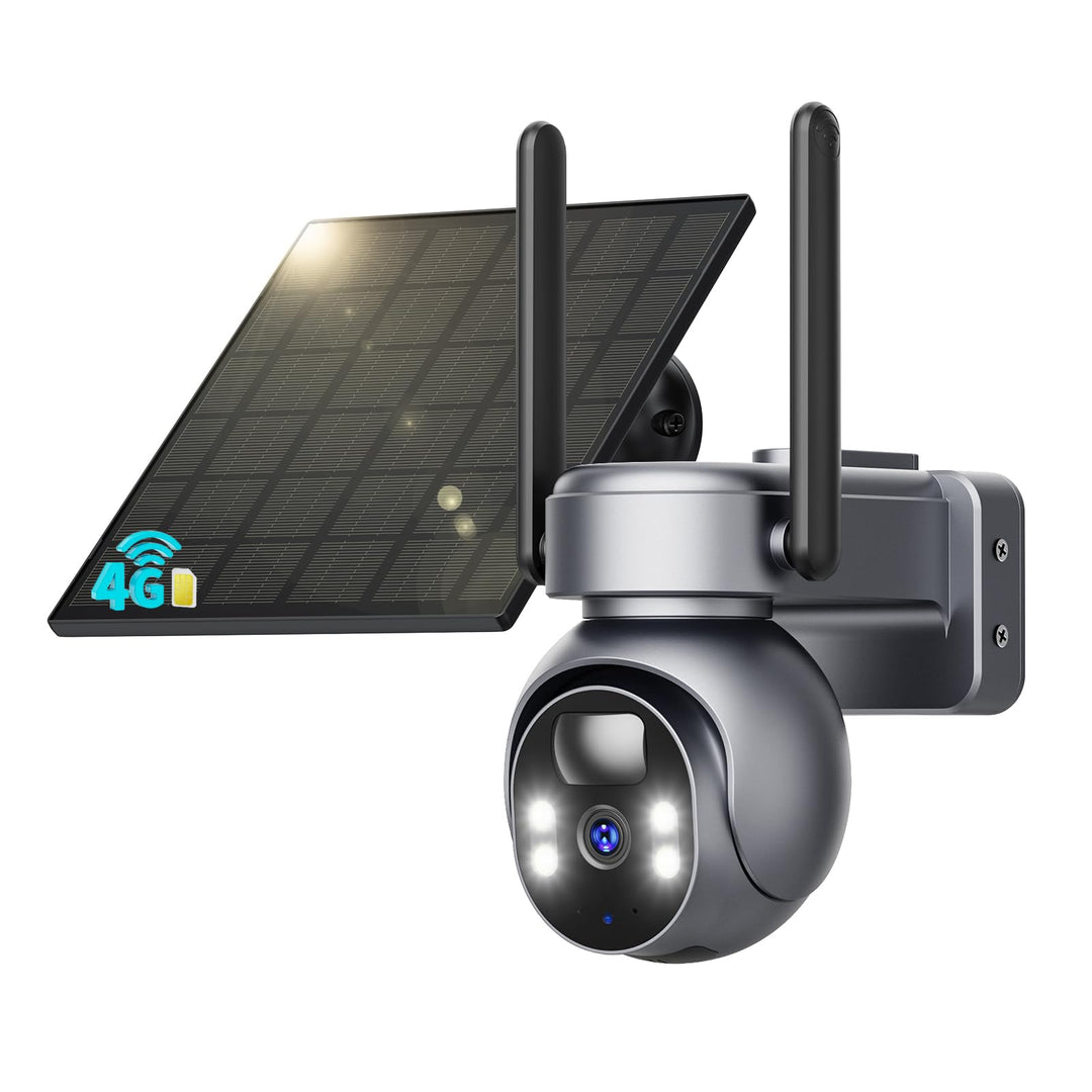 SEHMUA 4G LTE Überwachungskamera Aussen Solar mit SIM Karte - 2K HD PTZ Kabellos Kamera Ohne WLAN Ou