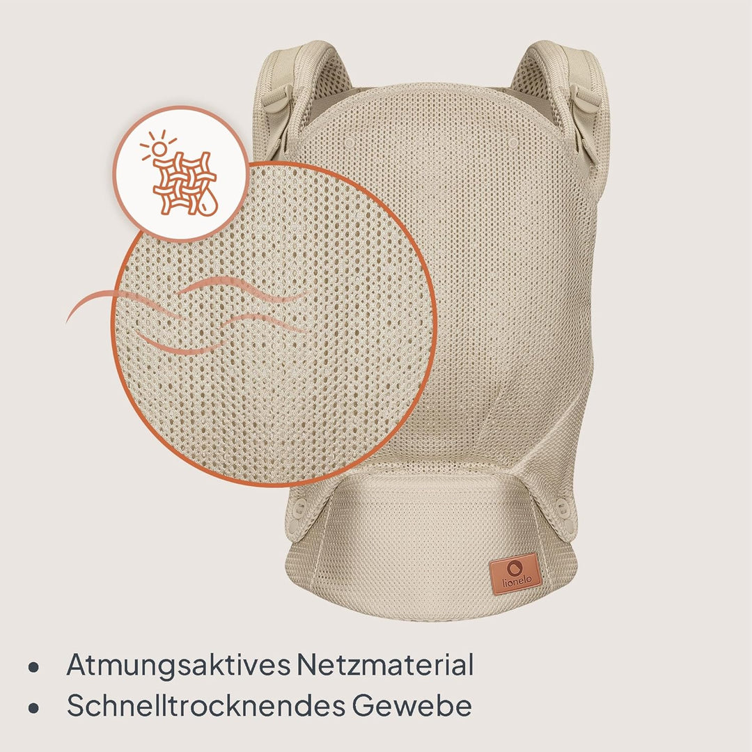 Lionelo Margareet Air Ergonomische Babytrage für Babys von 4 Monaten bis 20 kg, 3 Tragepositionen, a