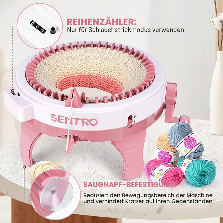 Zcvtbye SENTRO Strickmaschine, 48 Nadeln Strickmaschine mit Reihenzähler Stricken, DIY-Dualmodus str