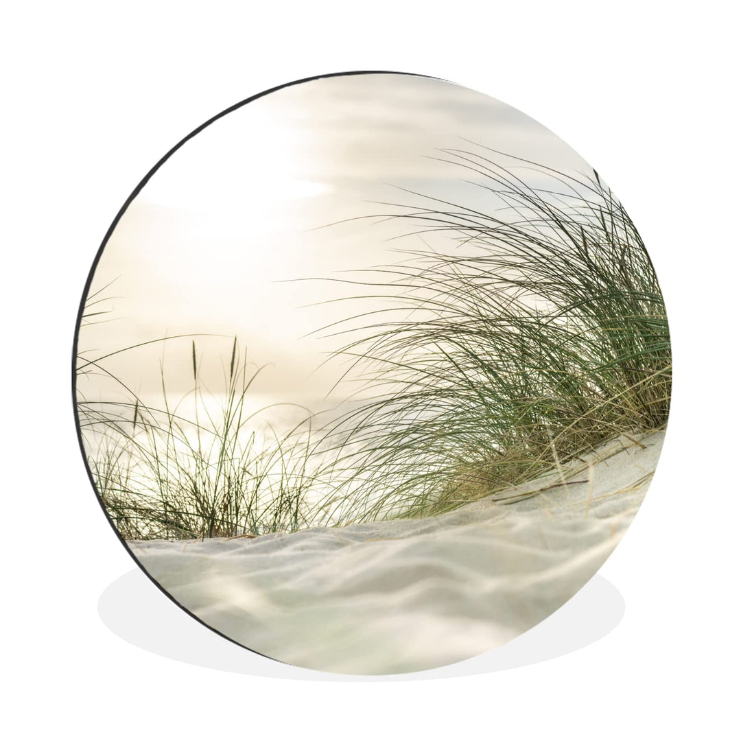 MuchoWow Wandbild Rund Wanddeko Deko Wohnzimmer Bilder 30x30 cm Dünen - Watteninseln - Wasser, 30x30