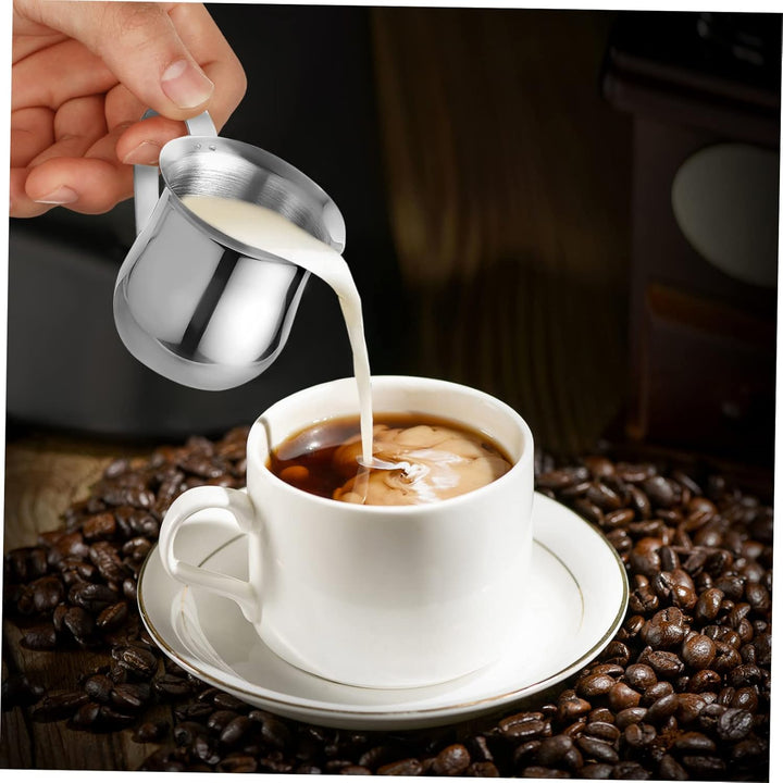 Angoily 3 Stück Edelstahl Milchkanne 90 Ml mit Spitzem Ausguss und Bequemem Griff für Espresso Kaffe