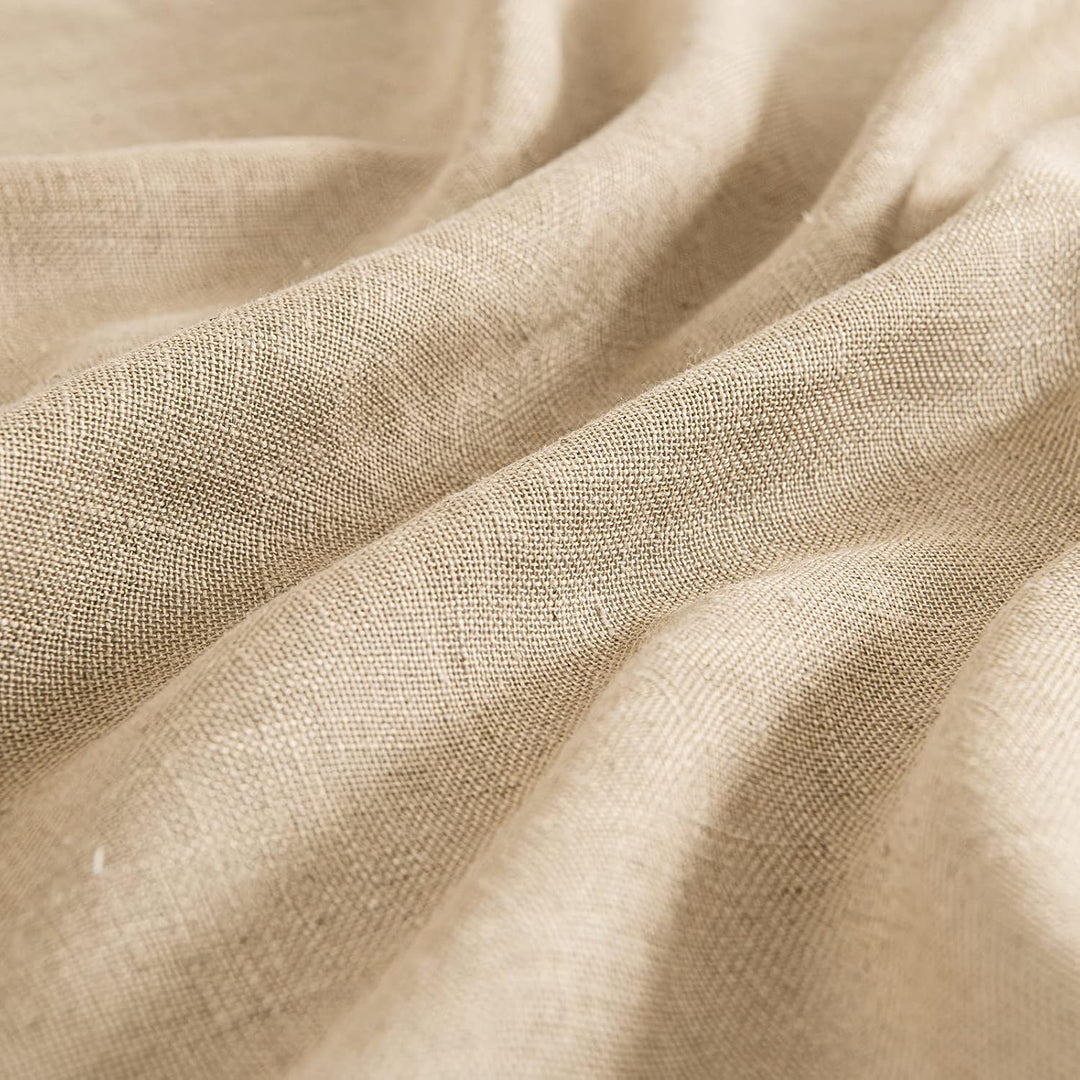 MIULEE Gardinen Vorhänge mit ösen Voile Vorhang kurz Modern Leinenoptik Halbtransparent Ösenvorhang