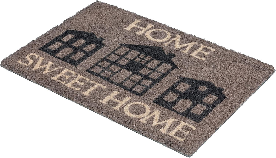 Rutschfeste Kokosmatte - Fussmatte Home Sweet Home grau 40x60cm (Rechteckig) Home Sweet Home Grau 40