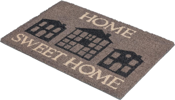 Rutschfeste Kokosmatte - Fussmatte Home Sweet Home grau 40x60cm (Rechteckig) Home Sweet Home Grau 40