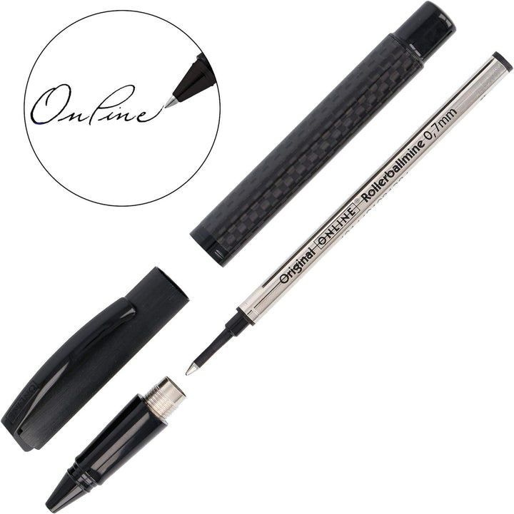 Online 36013 Rollerball Vision Carbon, Roller mit klarem Design, aus Aluminium und Carbon, mit Rolle