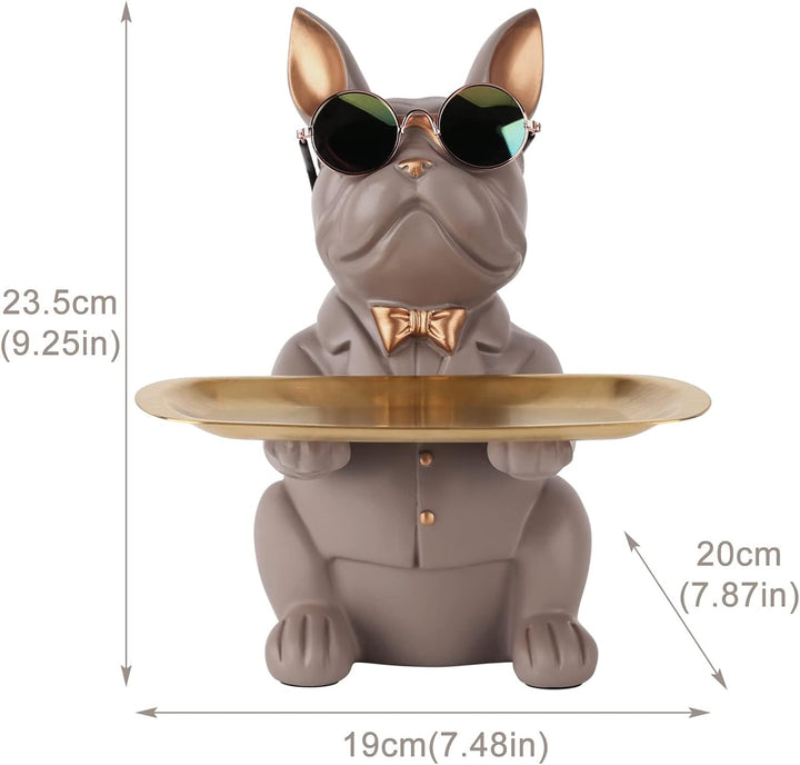 Deko Skulptur Bulldogge, Schlüsselschale Modern Schwarz, Schlüsselablage Flur, Deko Figuren Wohnzimm