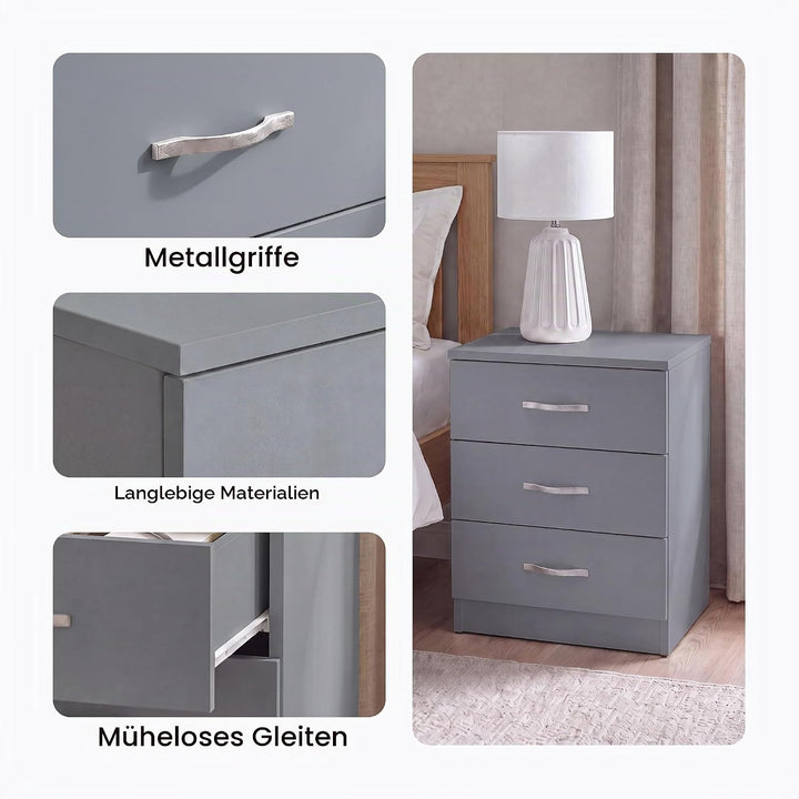 Vida Designs Kommode, Metall, Grau, H 56cm x W 40cm x D 36cm, Grau