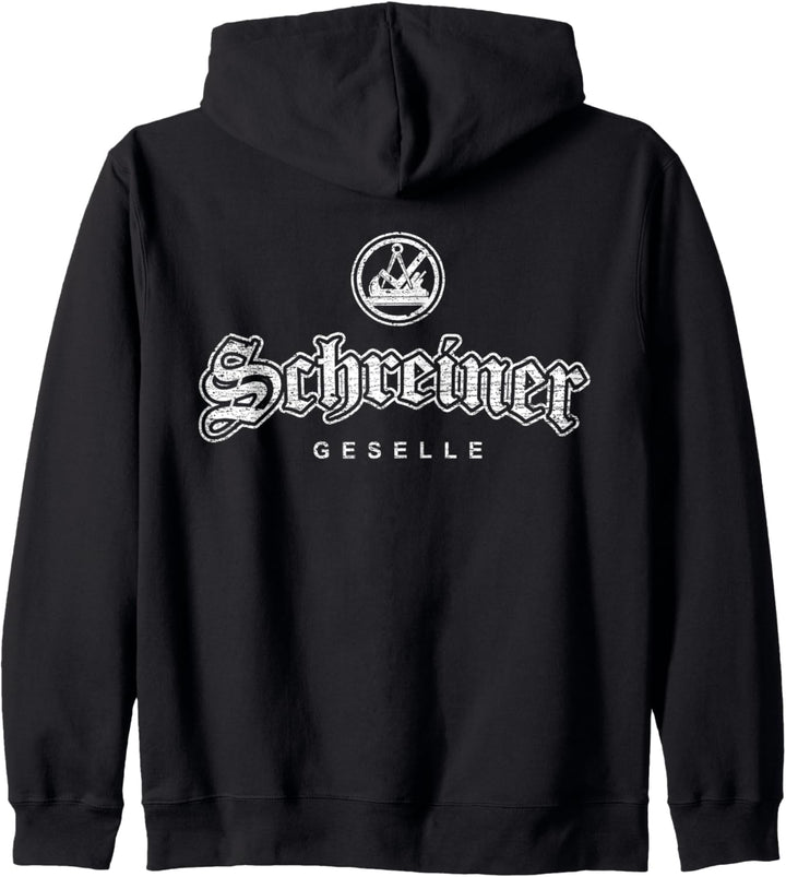 Zunftzeichen Schreiner Geselle in alt-gotischer Schrift Kapuzenjacke