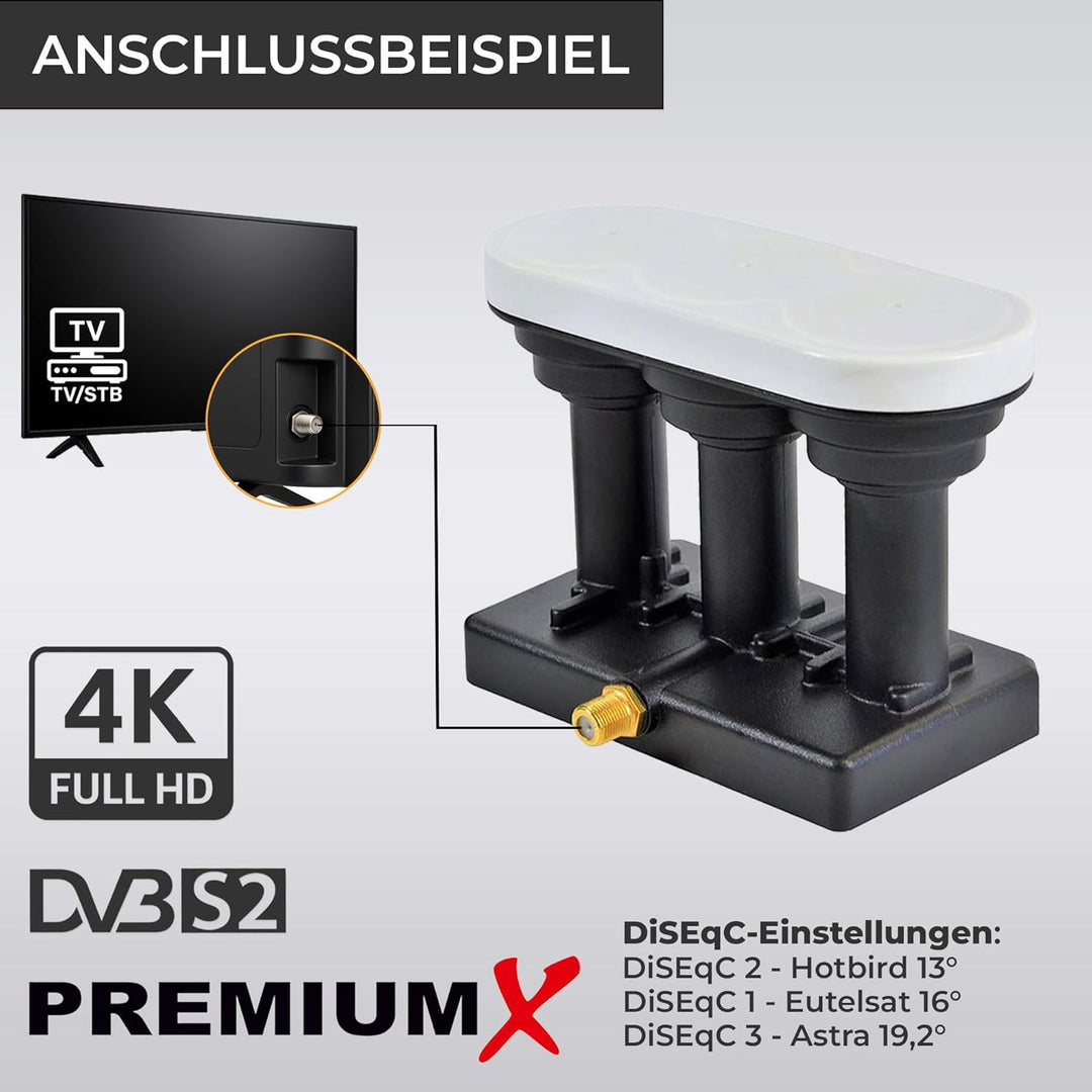Premium X PXMB-TR Triple Monoblock Single triplefeed Astra 19,2° Eutelsat 16° Hotbird 13° Sat Empfan
