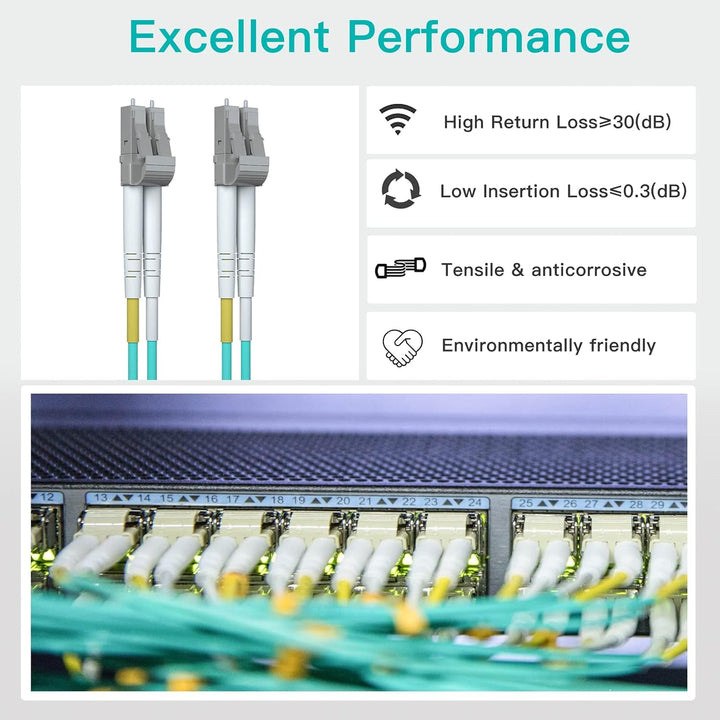 H!Fiber.com OM3 LC auf LC Duplex Glasfaserkabel, Patchkabel, Multimode Jumper, 20-meter(65.6ft), 2 p