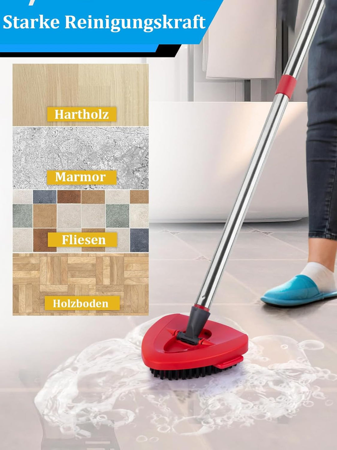 Ersatz Wischmopp Set, kompatibel mit Vileda Turbo 2in1 EasyWring&Clean, 1 Griff, 76,2–147,3 cm Griff