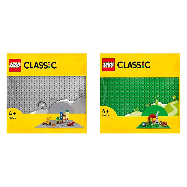 LEGO 11024 Classic Graue Bauplatte, quadratische Grundplatte mit 48x48 Noppen & 11023 Classic Grüne