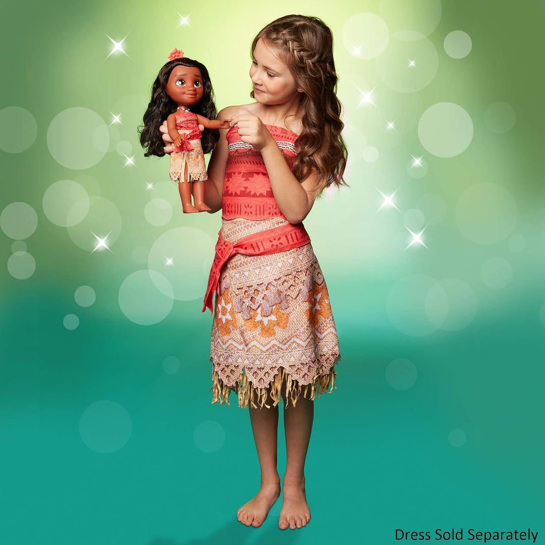 Disney Princess Vaiana Puppe 35cm, reflektierende Glitzeraugen, bewegliche Gelenke, ausziehbares Out