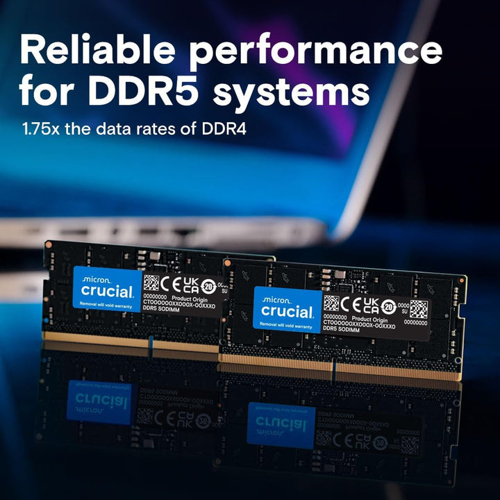 Crucial RAM 32GB Kit (2x16GB) DDR5 4800MHz CL40 Laptop-Speicher CT2K16G48C40S5 32GB Kit (2x16GB) 480