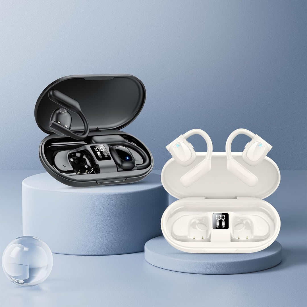 Open Ear Kopfhörer Bluetooth 5.3, LED-Anzeig, 75 Stunden Spielzeit, Tiefer Bass Wireless Earbud, Beq