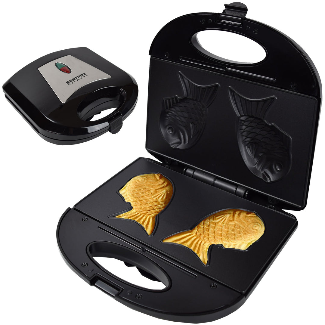 Syntrox Germany FM-750W Taiyaki Maker japanisches Gebäck in Form eines Fisches