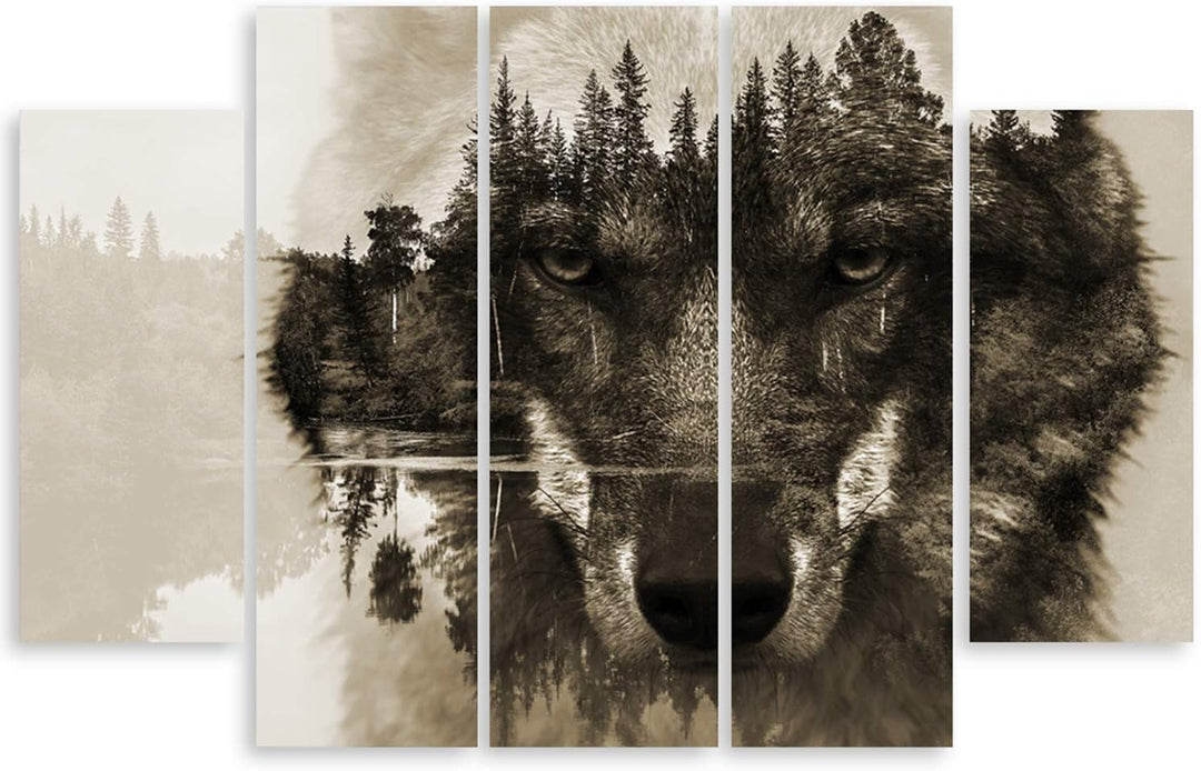 Feeby Frames Leinwandbild, Bilder, Wand Bild - 5 Teile - Wandbilder, Kunstdruck XXL, Typ B, 250x120