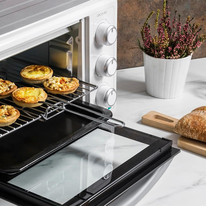 Cecotec Minibackofen Bake & Toast 2300 Weiss, 23 L, 1500 W, 3 Heizmodi, 60-Minuten-Timer, einstellba
