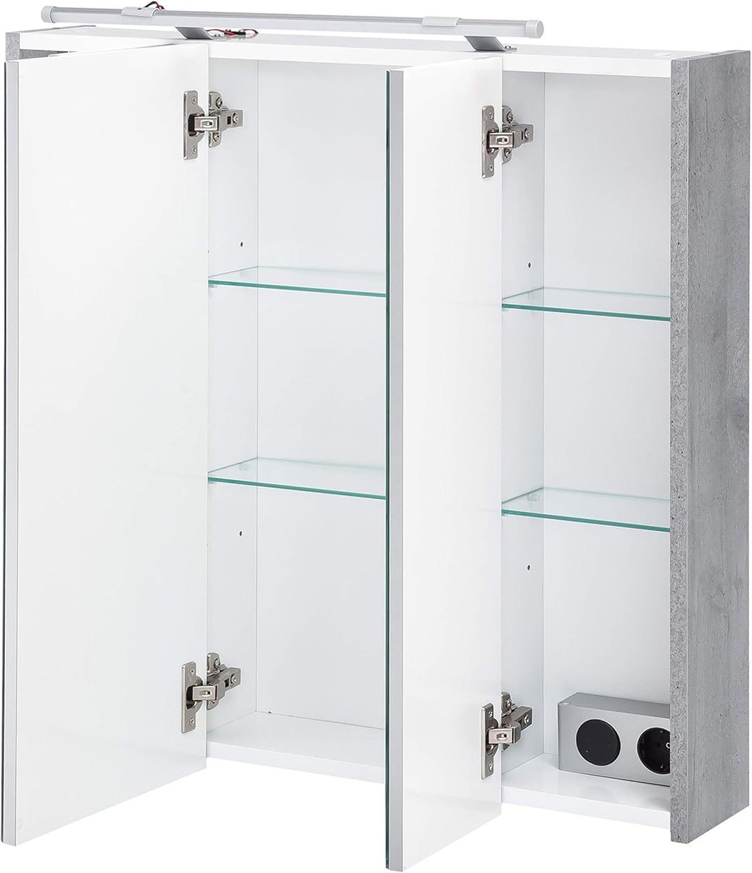 Schildmeyer 127398 Spiegelschrank, 70 x75 x 16 cm, steingrau 70 cm Single, 70 cm Single