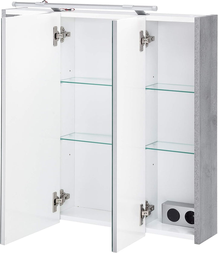 Schildmeyer 127398 Spiegelschrank, 70 x75 x 16 cm, steingrau 70 cm Single, 70 cm Single