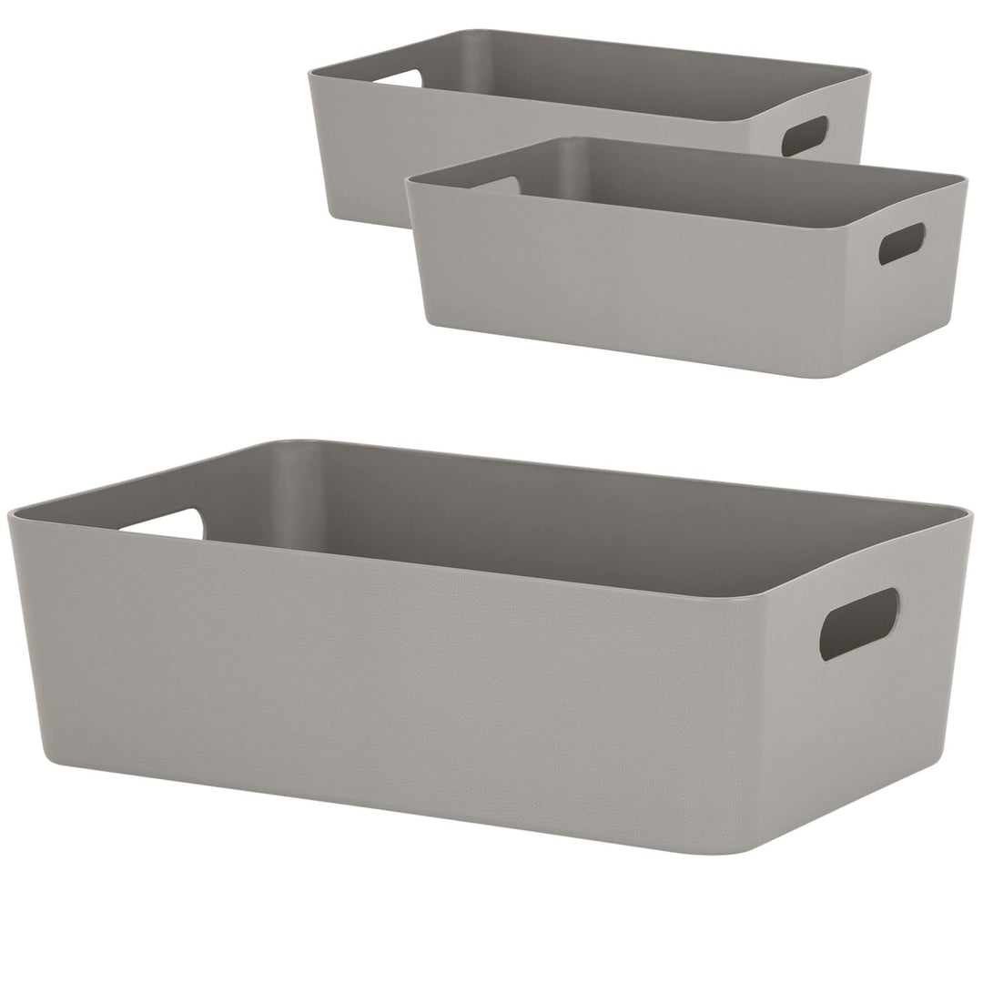 #11 3x Ordnungsbox - 12 cm hoch - taupe - 39,5x 25 cm - Ordnungskorb - Regalorganizer Wandregal 3 St