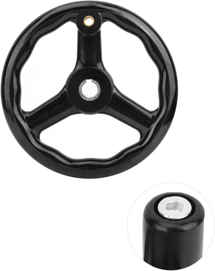 Garosa 200 * 18mm Handrad, Schwarz Anti-Rutsch-Bakelit 3-Speichen-Handrad mit Griff für Fräsmaschine