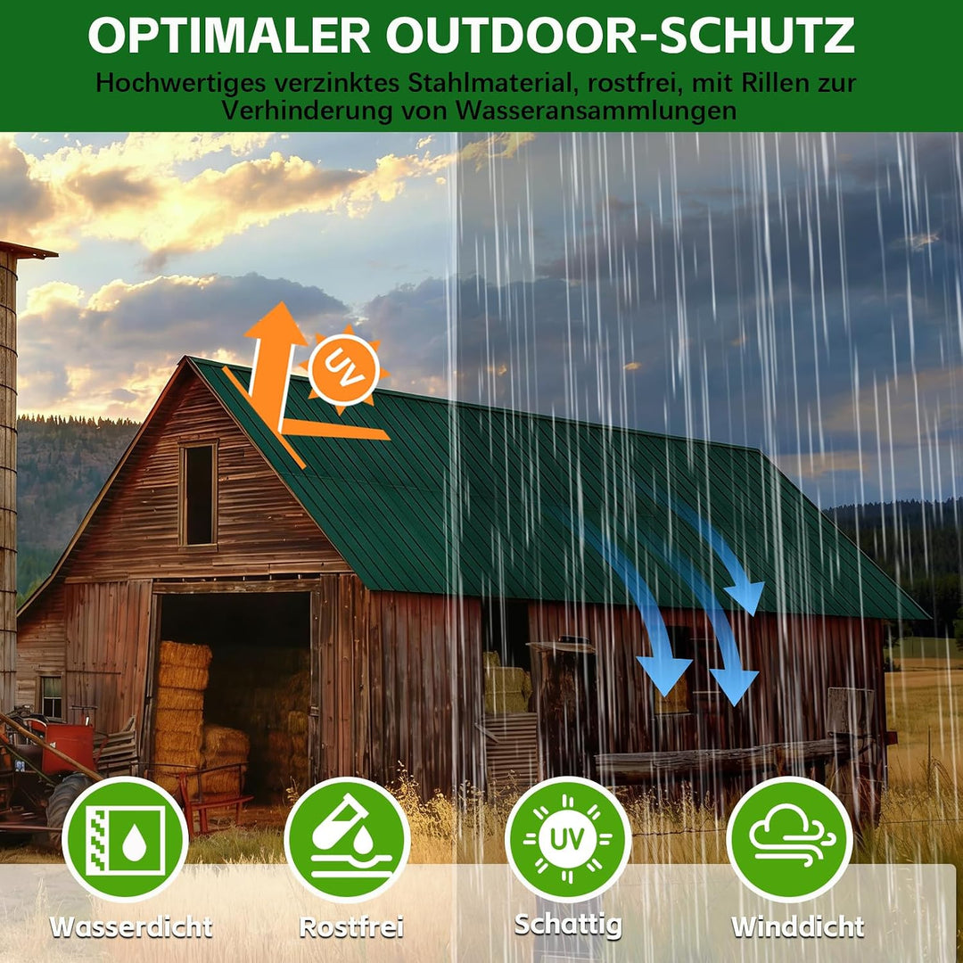 Warmfay® Profilblech Trapezblech 12er Set, 115×45 cm (6,21 m²), Wetterfest Rostresistent Verzinkte W