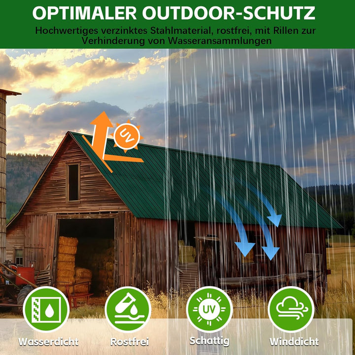 Profilblech Trapezblech 24er Set, 115×45 cm (12,42 m²), Wetterfest Rostresistent Verzinkte Wellblech