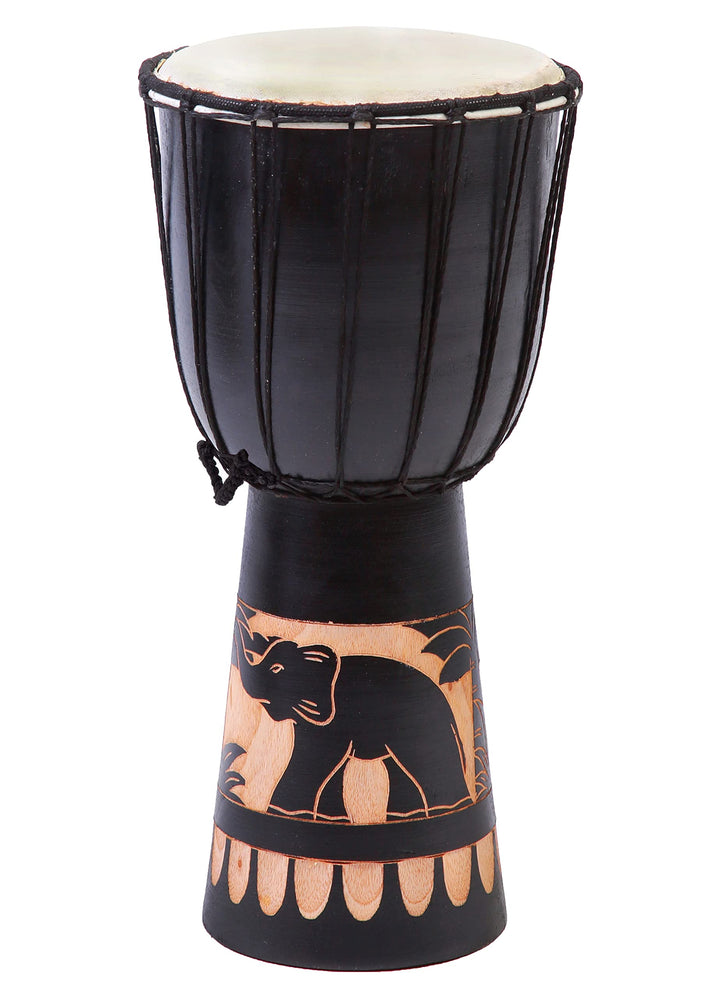 40cm Grosse Djembe Trommel Bongo Drum Elefant Schwarz Fair Trade