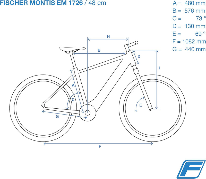 Fischer E-Mountainbike, MONTIS EM 1726 E-Bike MTB für Damen und Herren, RH 48 cm, Hinterradmotor 45