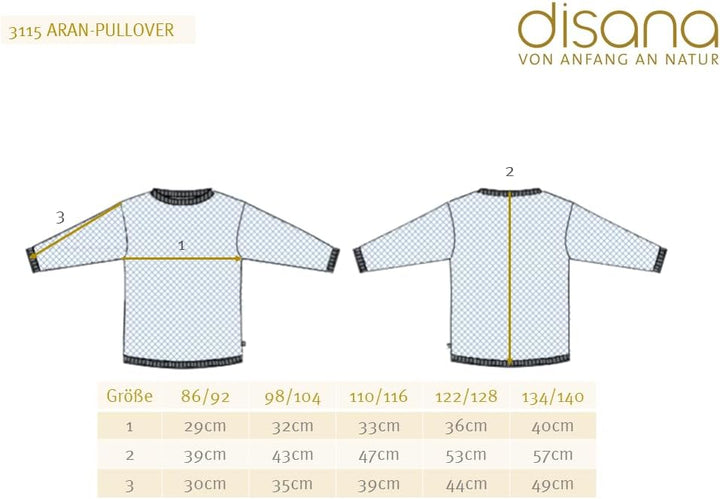 Disana Aran-Pullover, besonders warm | 100% Bio-Merinowolle GOTS, IVN Best | Kleinkind Kind Unisex |