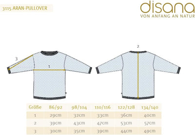 Disana Aran-Pullover, 100% Bio-Merinowolle GOTS, IVN Best | besonders warm | Kleinkind Kind Unisex |