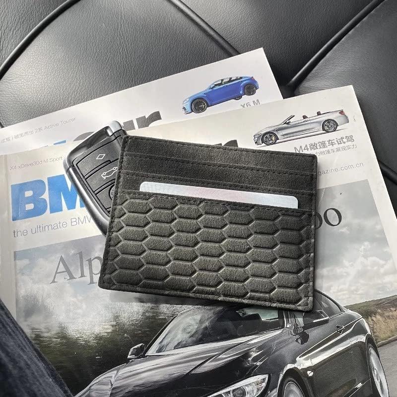 FLG | Kartenhalter Alcantara Card Holder Stoff Wildleder Mikrofaser Wallet Leder Kartenetui Schwarz