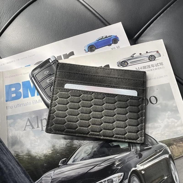 FLG | Kartenhalter Alcantara Card Holder Stoff Wildleder Mikrofaser Wallet Leder Kartenetui Schwarz