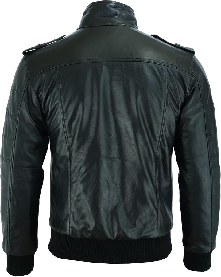 Vance Herren Echt Lederjacke aus 100% Rindsleder Abnehmbarer Hoodie S Schwarz, S Schwarz