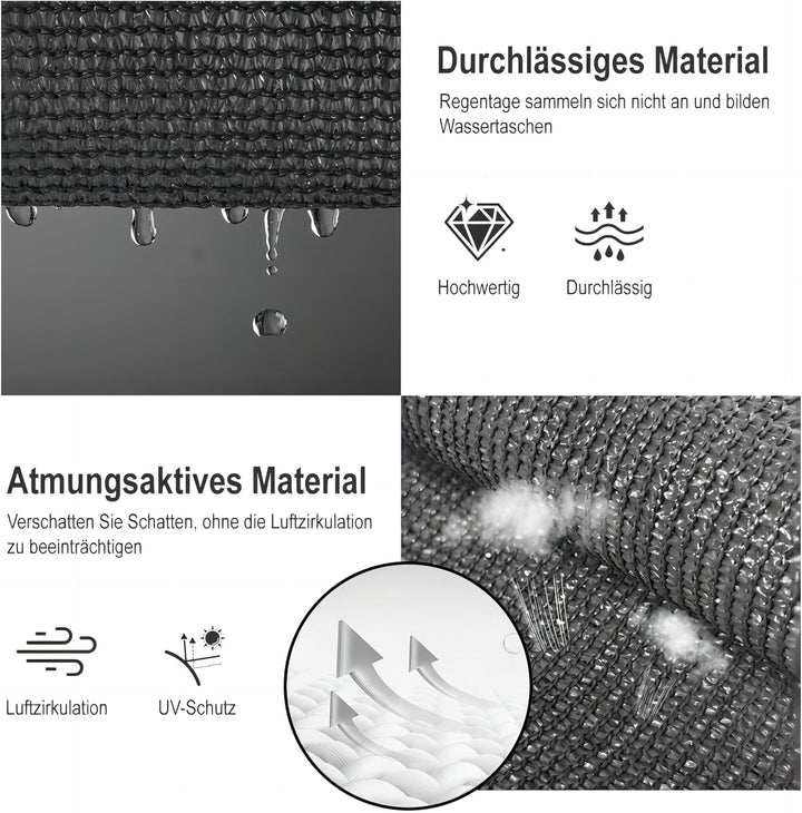 HENG FENG Sonnensegel Rechteckig 2x4m HDPE Sonnenschutz Windschutz Atmungsaktiv mit UV Schutz für Ba