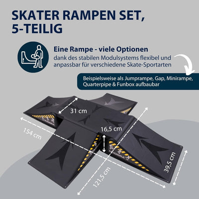 HUDORA Skateboard Skater Rampe, schwarz Set