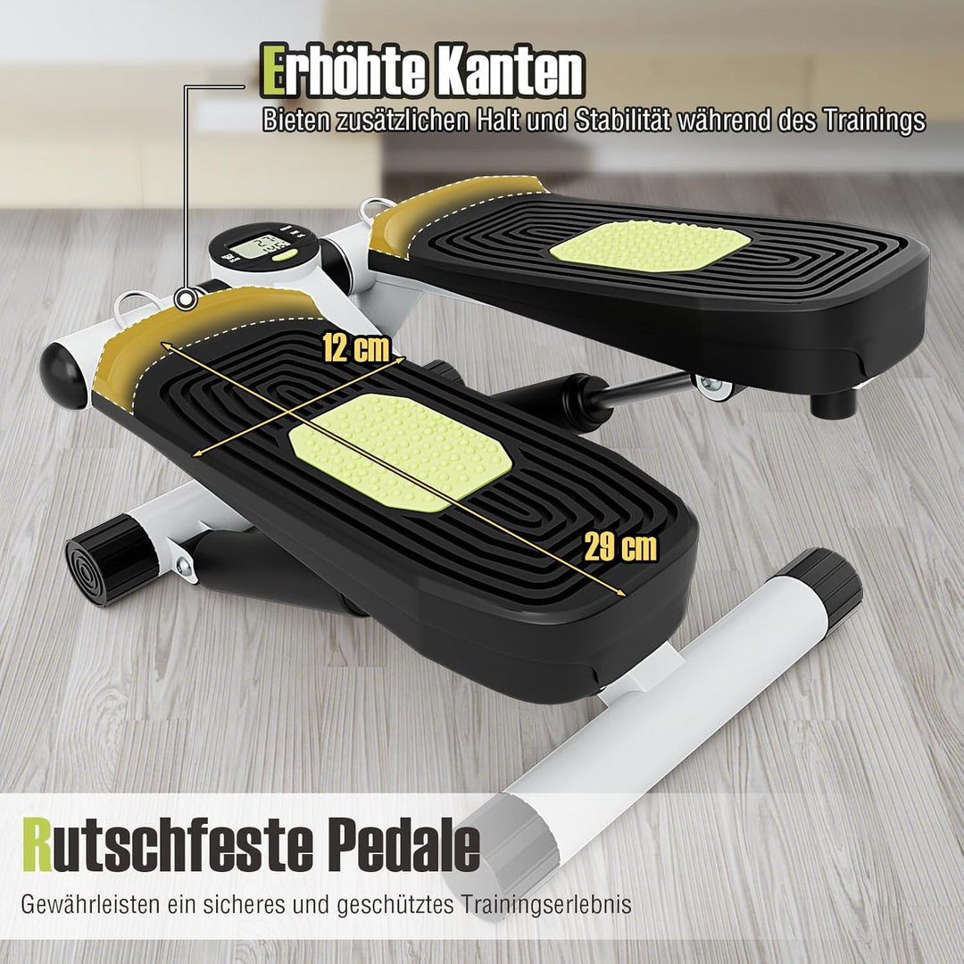 COSTWAY Mini-Stepper mit Widerstandbändern, Twist Stepper mit verstellbarem Widerstand & LCD Anzeige