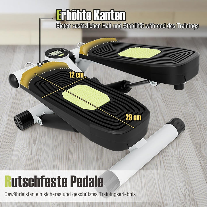 COSTWAY Mini-Stepper mit Widerstandbändern, Twist Stepper mit verstellbarem Widerstand & LCD Anzeige